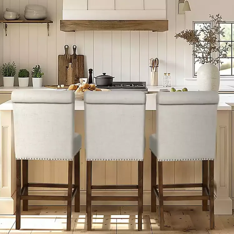 Kirklands Home Bar Stools & Counter Height Stools|Aubrey Natural Upholstered 2-pc. Counter Stool Set Tan