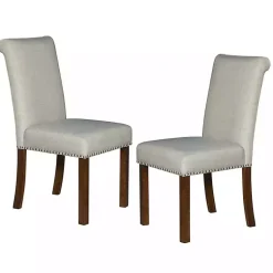 Kirklands Home Dining Chairs|Aubrey Natural Upholstered 2-pc. Dining Chair Set Tan