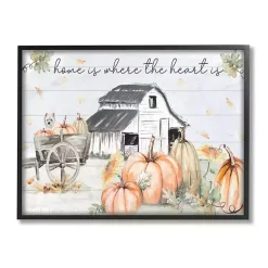 Clearance Autumn Farm Framed Giclee Art Print Fall