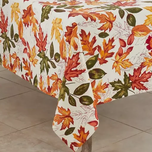 Kirklands Home Table Linens|Autumn Foliage Outline Square Harvest Table Cloth