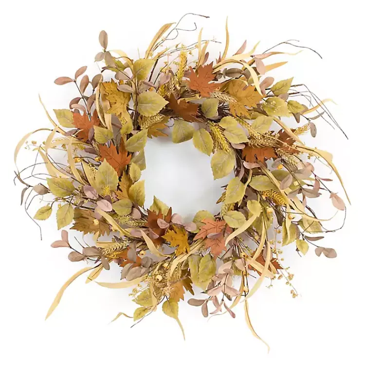 New Autumn Leaves and Straw Wreath Fall