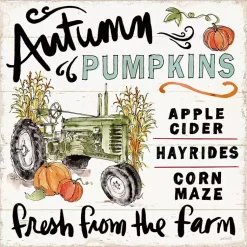 Clearance Autumn Pumpkin Tractor Framed Wall Art Fall