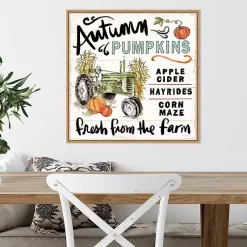 Clearance Autumn Pumpkin Tractor Framed Wall Art Fall