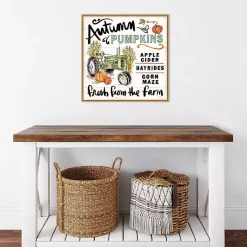 Clearance Autumn Pumpkin Tractor Framed Wall Art Fall