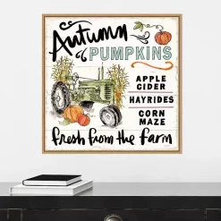 Clearance Autumn Pumpkin Tractor Framed Wall Art Fall