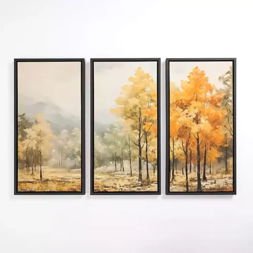 Kirklands Home Canvas Art|Autumn Treeline Framed Canvas Art Prints, Set of 3 Multi