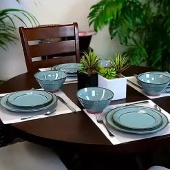 Kirklands Home Dinnerware|Azure Glazed Round 12-pc. Dinnerware Set
