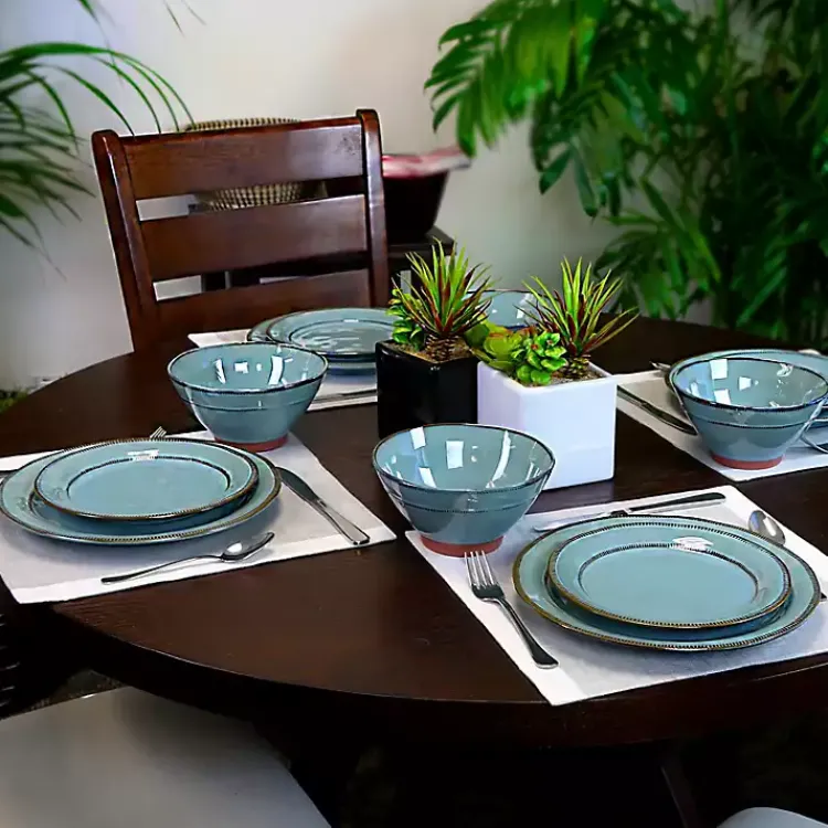 Kirklands Home Dinnerware|Azure Glazed Round 12-pc. Dinnerware Set