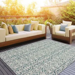 Kirklands Home Outdoor Rugs|Azure Terrace Sun Shower Outdoor Area Rug, 5x8