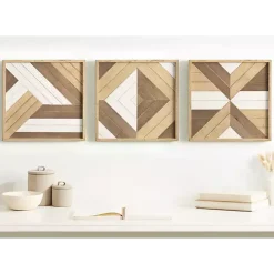 Kirklands Home Wall Plaques|Ballez Geometric Wood Wall Plaques, Set of 3