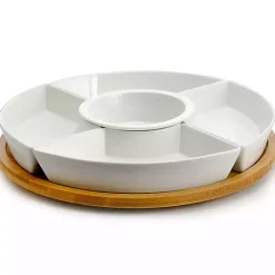 Kirklands Home Serving & Entertaining|Bamboo 5-pc. Ceramic Modern Set Lazy Susan