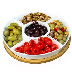 Kirklands Home Serving & Entertaining|Bamboo 5-pc. Ceramic Modern Set Lazy Susan