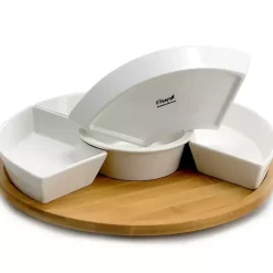 Kirklands Home Serving & Entertaining|Bamboo 5-pc. Ceramic Modern Set Lazy Susan