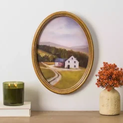 Kirklands Home Framed Art|Barn Landscape Oval Framed Art Print