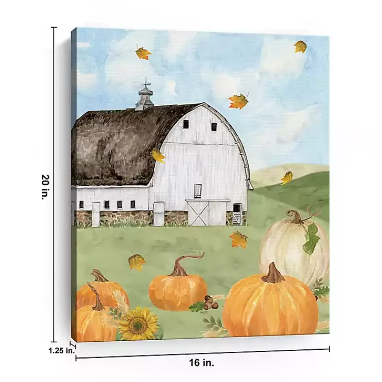 Discount Barn with Pumpkins Canvas Art Print, 20x16 in. Fall