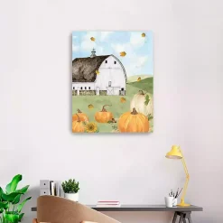 Outlet Barn with Pumpkins Canvas Art Print, 30x24 in. Fall