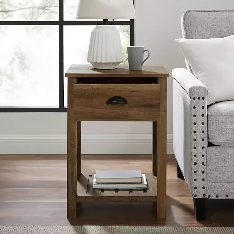Kirklands Home Accent & End Tables|Barnwood Country Accent Table Brown