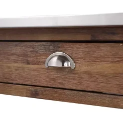 Kirklands Home Kitchen Islands & Bar Carts|Barnwood Sonoma Stainless Steel Top Kitchen Cart Brown