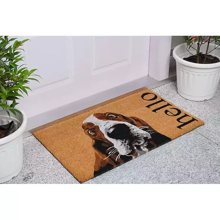 Kirklands Home Doormats|Basset Hound Hello Doormat Brown