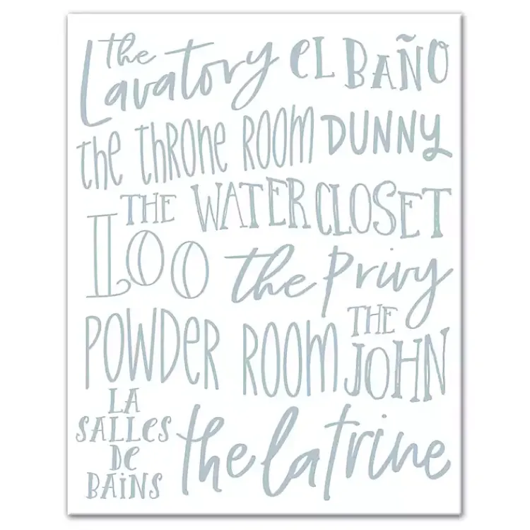 Kirklands Home Wall Quotes & Signs|Bathroom Names Canvas Art Print White