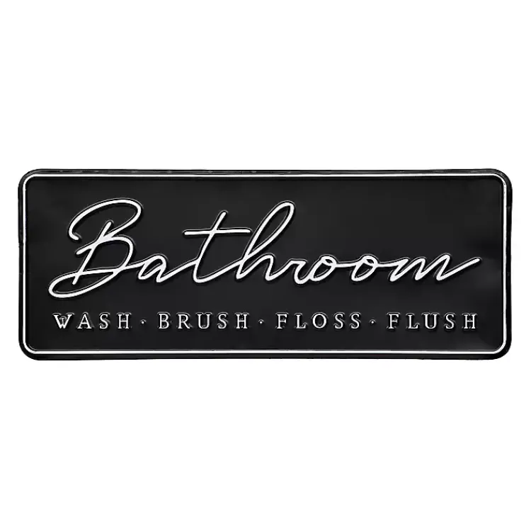 Kirklands Home Wall Quotes & Signs|Bathroom Wash Brush Floss Flush Wall Plaque Black