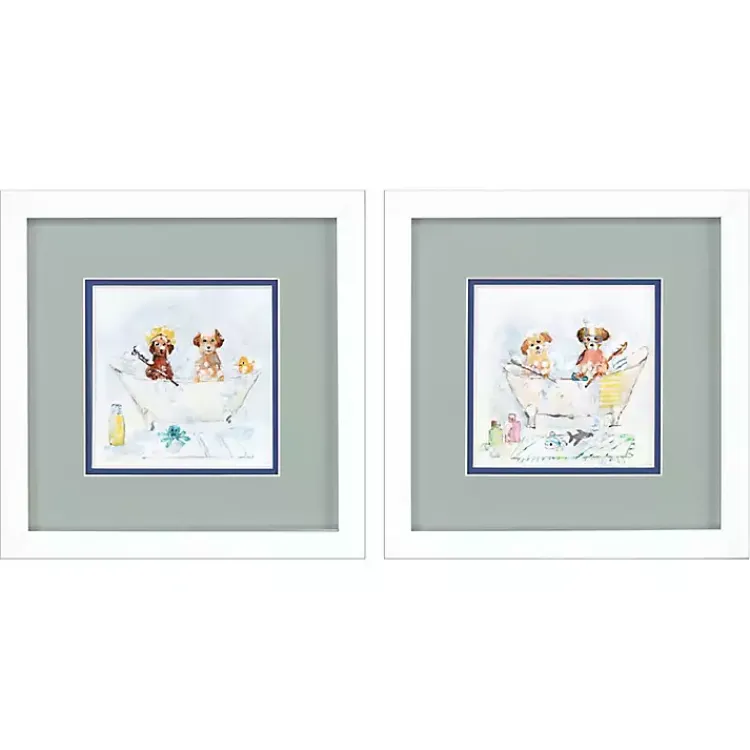 Kirklands Home Framed Art|Bathtub Pups Framed Art Prints, Set of 2