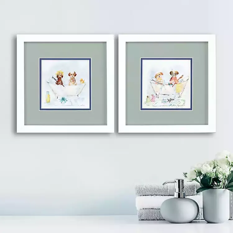 Kirklands Home Framed Art|Bathtub Pups Framed Art Prints, Set of 2