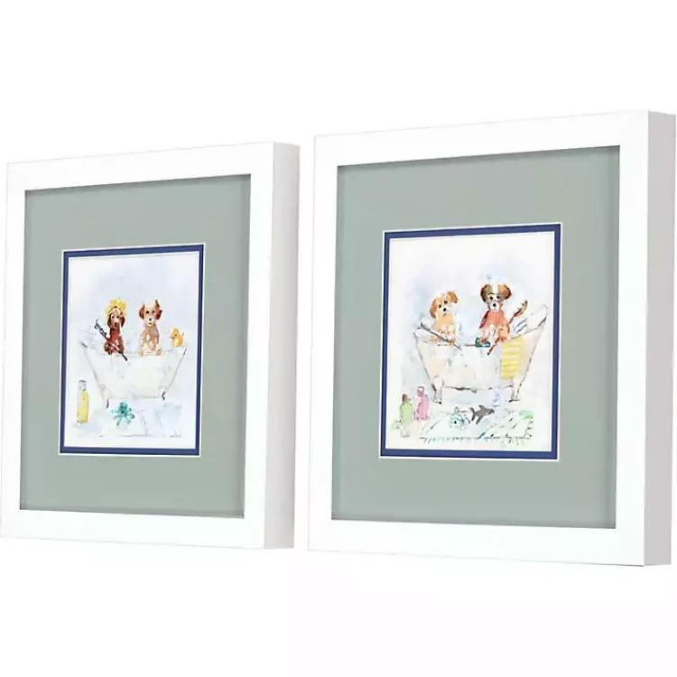 Kirklands Home Framed Art|Bathtub Pups Framed Art Prints, Set of 2