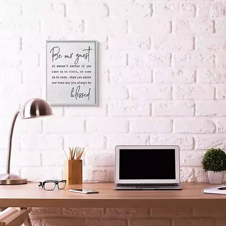 Kirklands Home Wall Quotes & Signs|Be Our Guest Framed Wall Plaque White