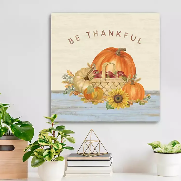 Discount Be Thankful Pumpkins Canvas Art Print, 20x20 in. Fall