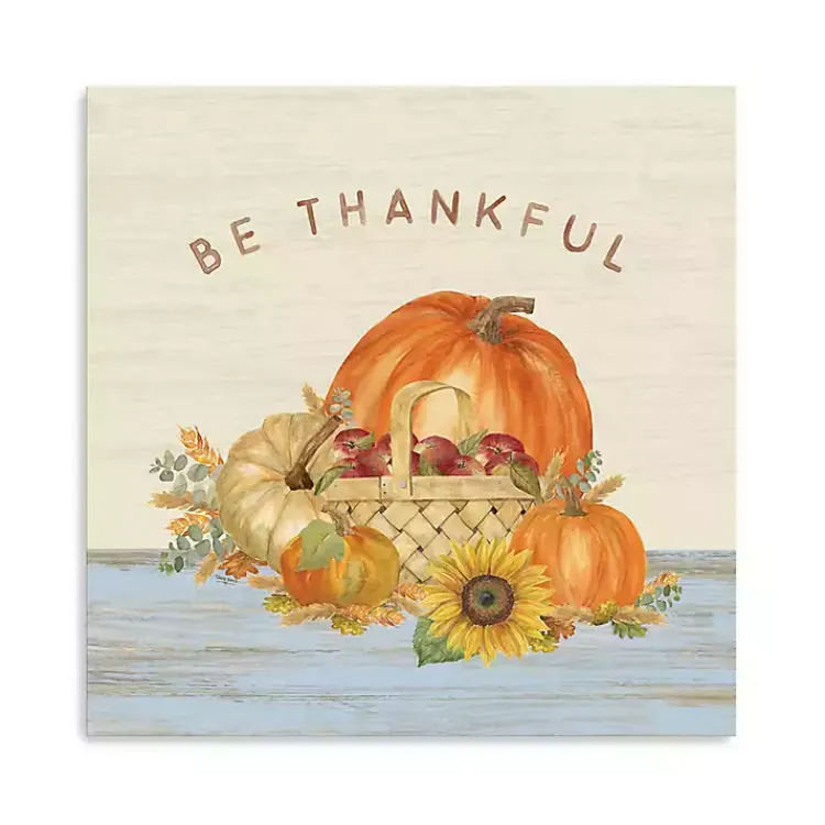 Best Be Thankful Pumpkins Canvas Art Print, 30x30 in. Fall