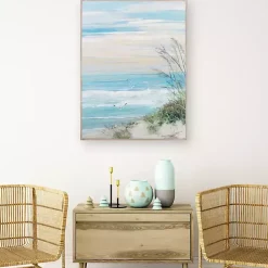 Kirklands Home Framed Art|Beach at Dusk Framed Art Print by Sally Swatland Blue
