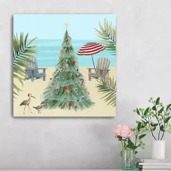 Online Beach Christmas Tree Canvas Art Print, 20x20 in. Christmas Art & Wall Decor