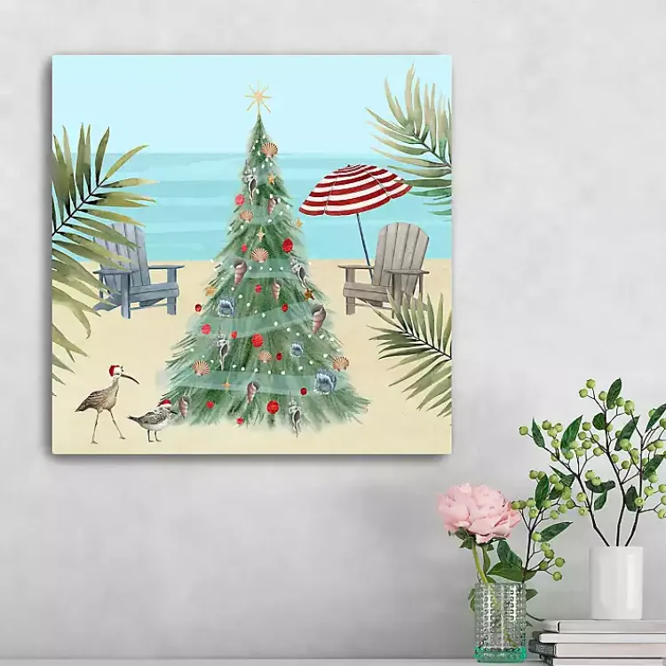 Online Beach Christmas Tree Canvas Art Print, 20x20 in. Christmas Art & Wall Decor