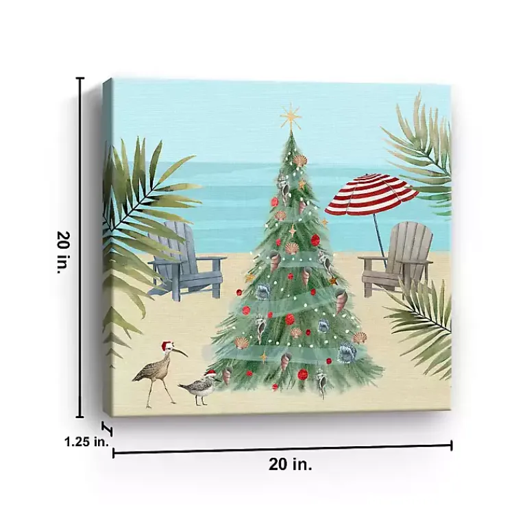 Online Beach Christmas Tree Canvas Art Print, 20x20 in. Christmas Art & Wall Decor
