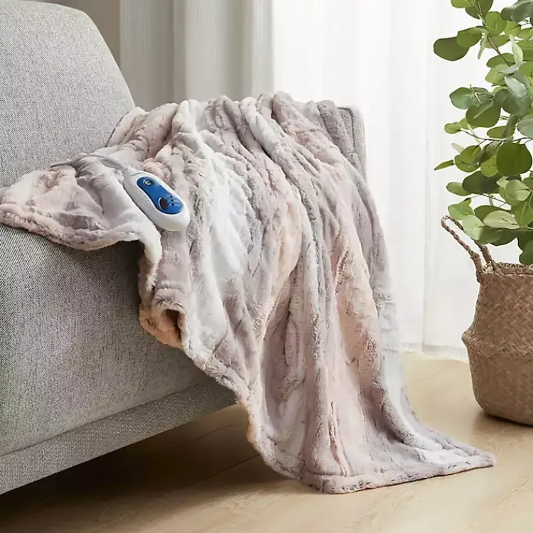 Online Beautyrest Blush Faux Fur Oversized Heated Throw Blankets & Throws