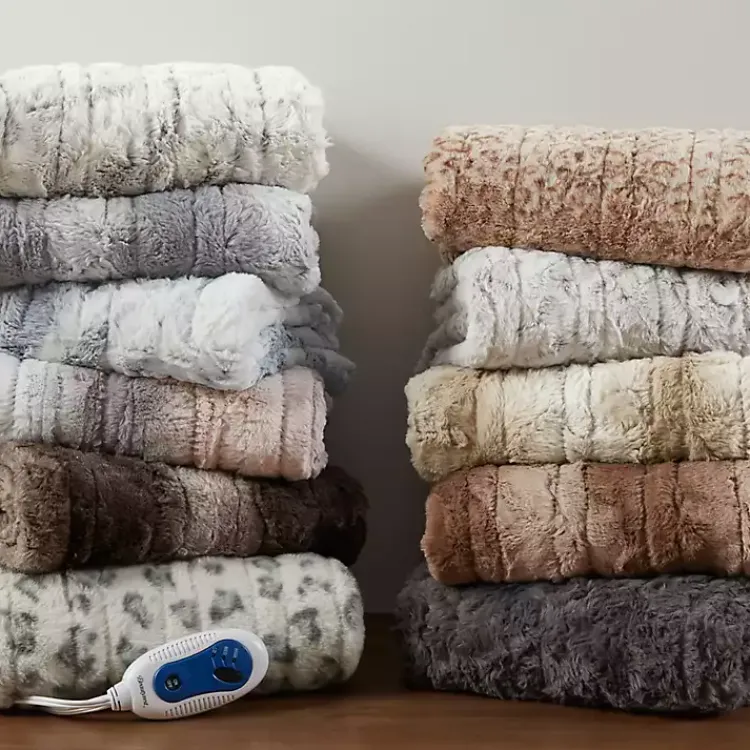 Online Beautyrest Blush Faux Fur Oversized Heated Throw Blankets & Throws