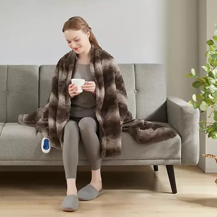 Outlet Beautyrest Faux Fur Oversized Heated Throw Blankets & Throws