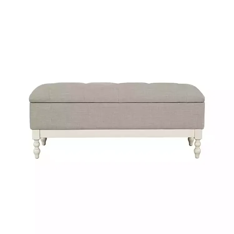 Kirklands Home Benches & Ottomans|Beckett White and Tufted Storage Bench Gray