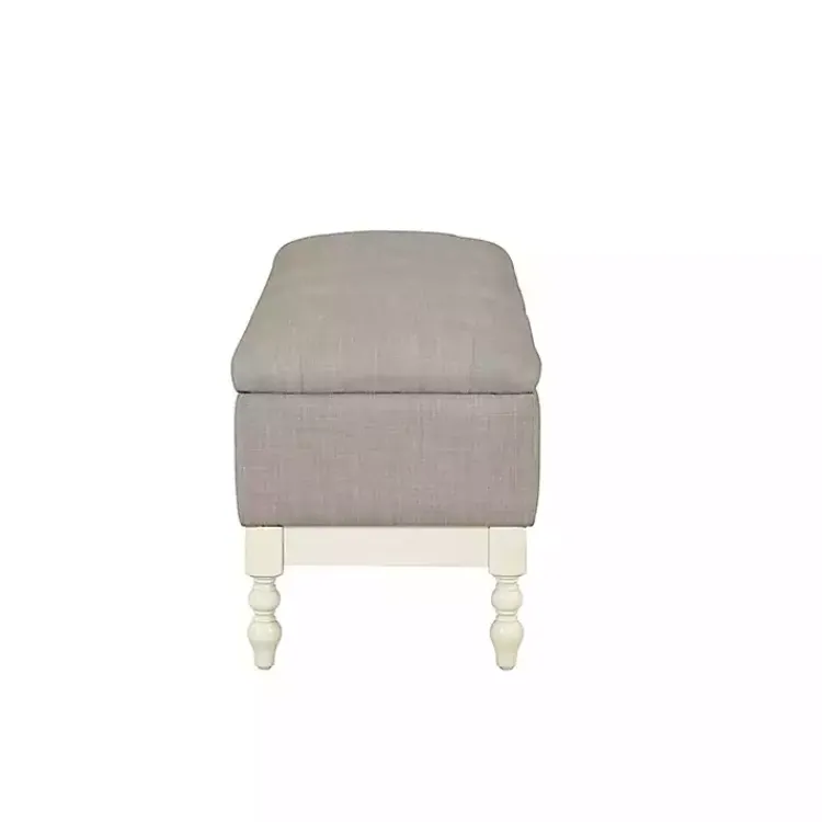 Kirklands Home Benches & Ottomans|Beckett White and Tufted Storage Bench Gray