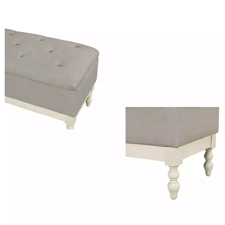 Kirklands Home Benches & Ottomans|Beckett White and Tufted Storage Bench Gray