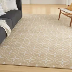 Kirklands Home Outdoor Rugs|Beige & Ivory Quatrefoil Indoor/Outdoor Rug, 8x10