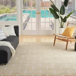 Kirklands Home Outdoor Rugs|Beige & Ivory Quatrefoil Indoor/Outdoor Rug, 8x10