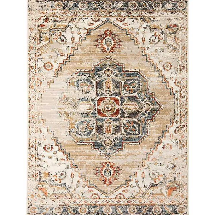 Kirklands Home Area Rugs|Beige and Gold Medallion Area Rug, 5x7