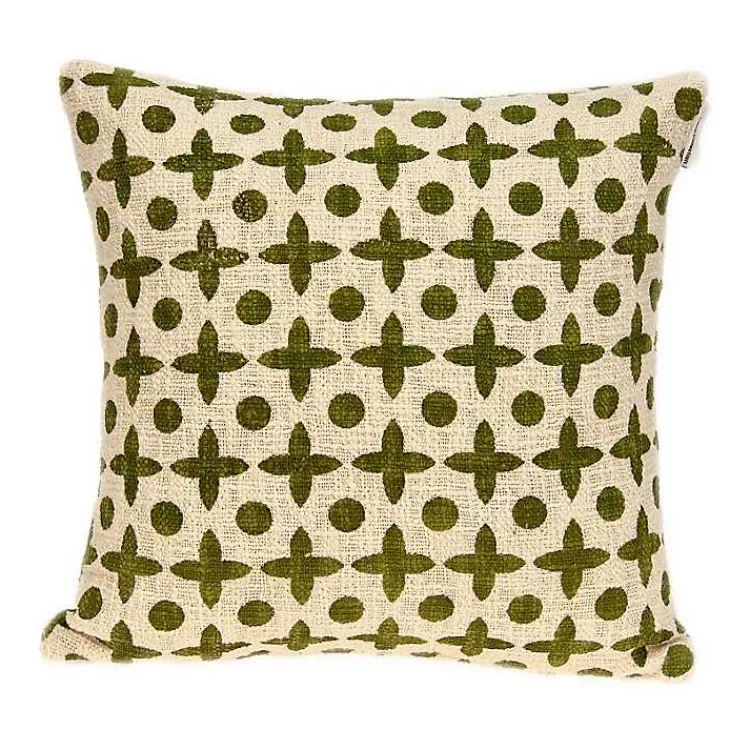 Beige and Green Patterned Pillow Pillows