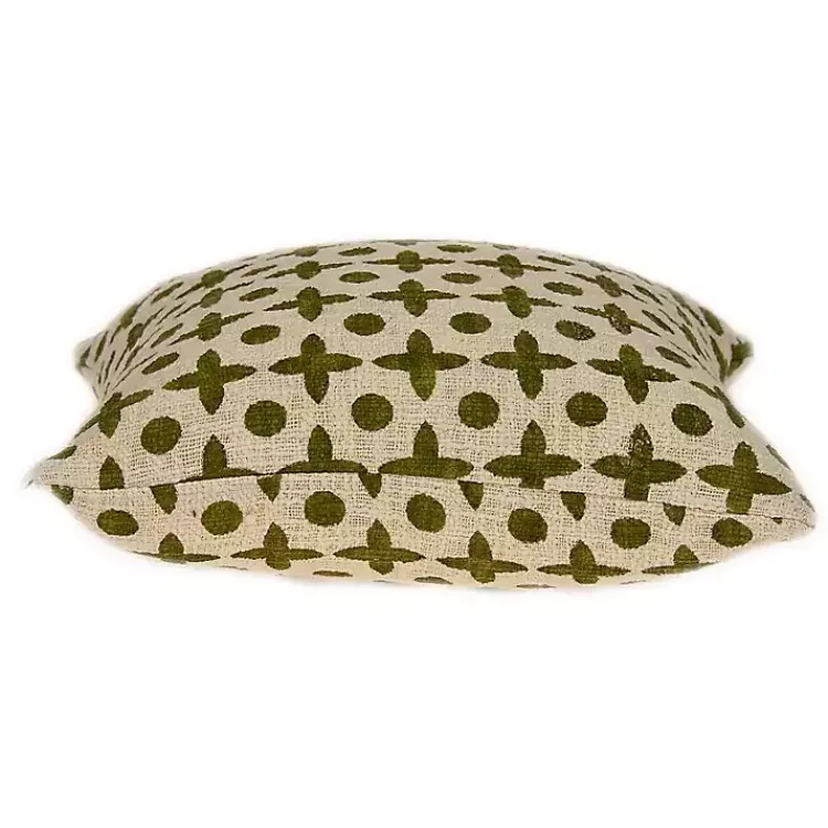 Beige and Green Patterned Pillow Pillows