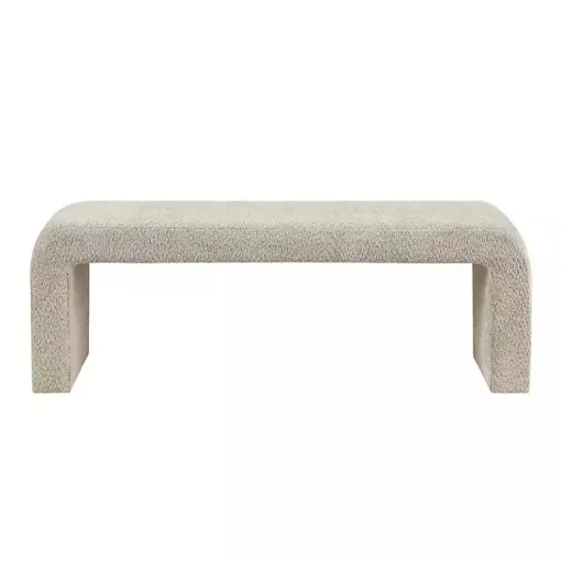 Kirklands Home Benches & Ottomans|Beige Boucle Waterfall Bench, 52 in. Brown