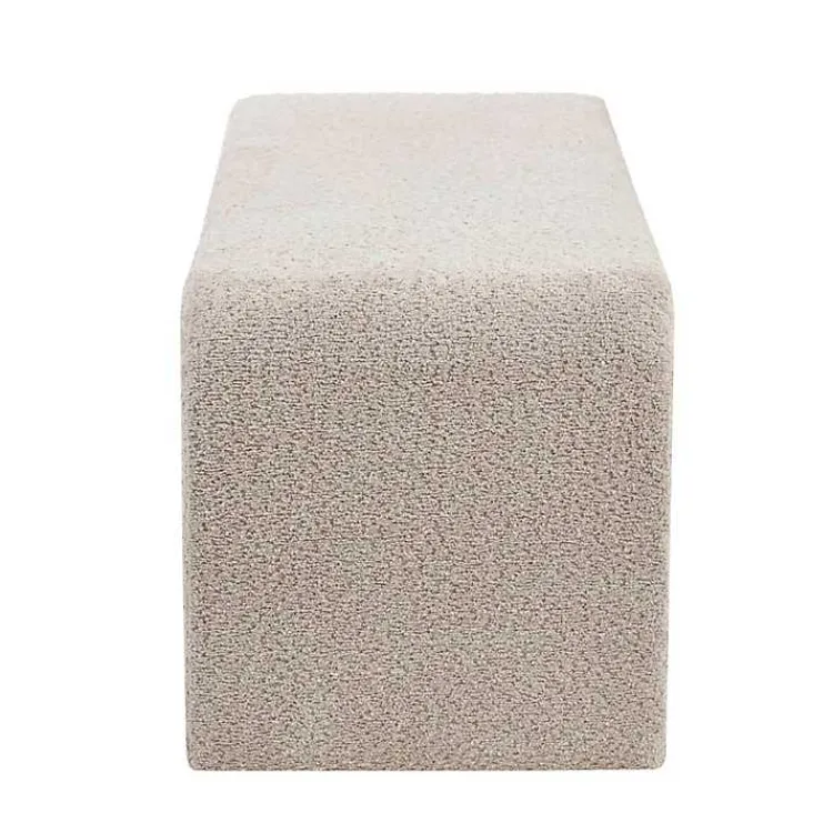 Kirklands Home Benches & Ottomans|Beige Boucle Waterfall Bench, 52 in. Brown