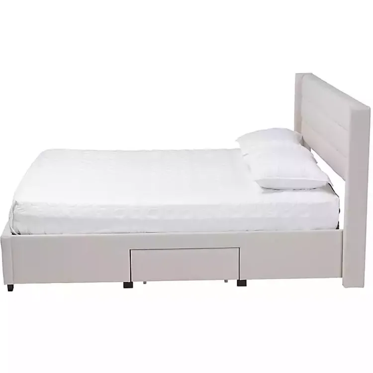 Kirklands Home Beds & Headboards|Beige Braylon Upholstered 3-Drawer Queen Bed Tan
