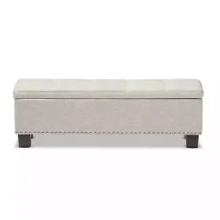 Kirklands Home Benches & Ottomans|Beige Button-Tufted Upholstered Storage Bench Tan